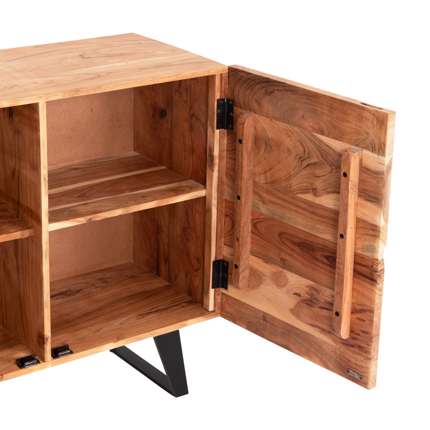 SIDEBOARD WITH 3 CABINETS ALICIA HM8475.21 SOLID ACACIA WOOD-METAL 148x44x88Hcm.