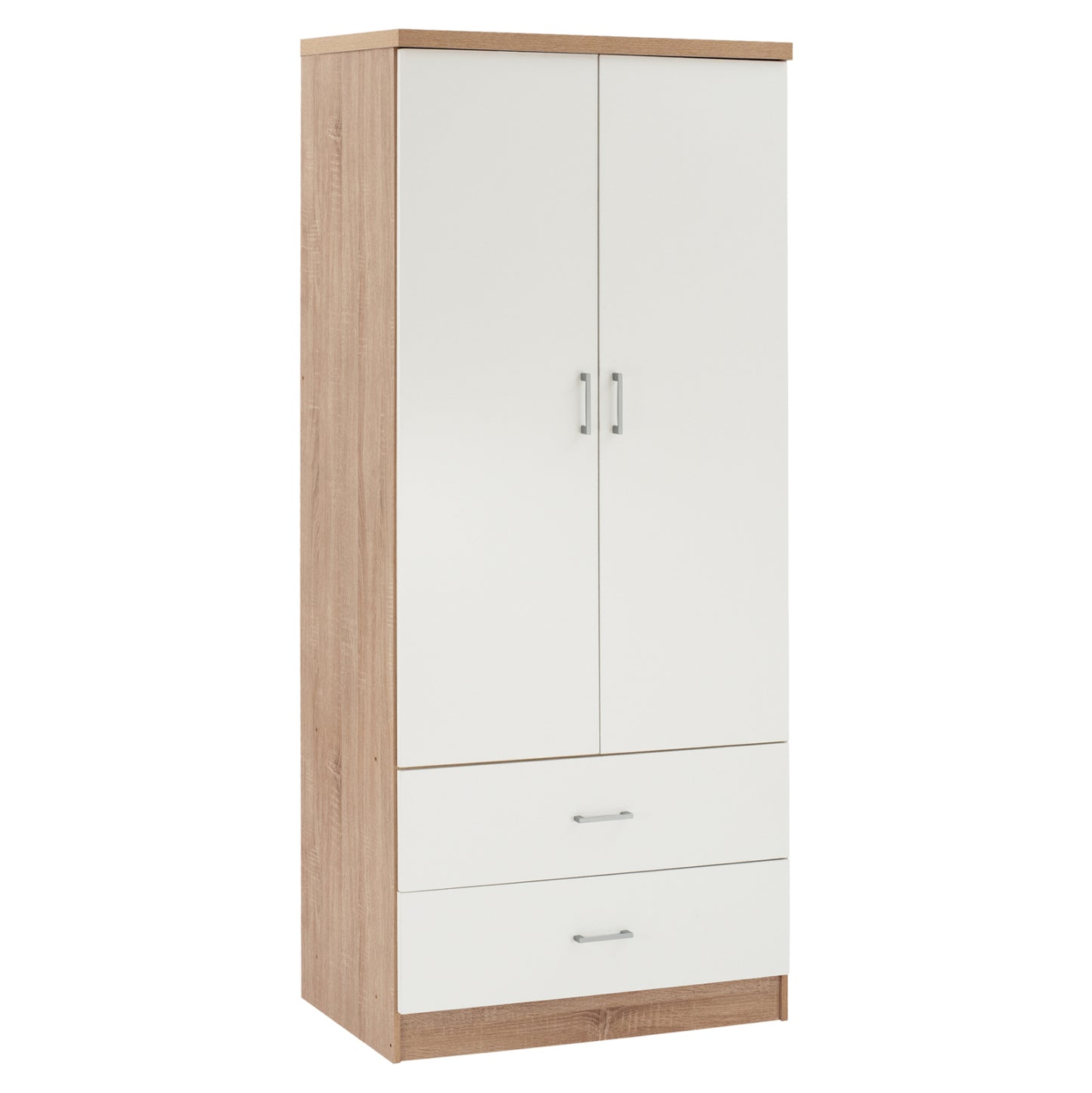 WARDROBE 2 DOORS WITH 2 DRAWERS HM338.06 SONAMA-WHITE 80Χ42,5Χ180,5Υ cm. image 1