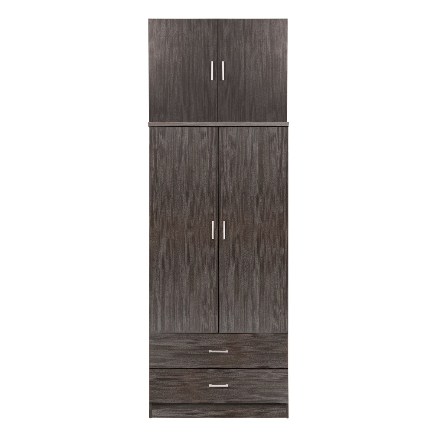 WARDROBE REINA HM21061.01 2-LEAF WITH UPPER CABINET & 2 DRAWERS-MELAMINE IN ZEBRANO 80x42x241Hcm. image 1