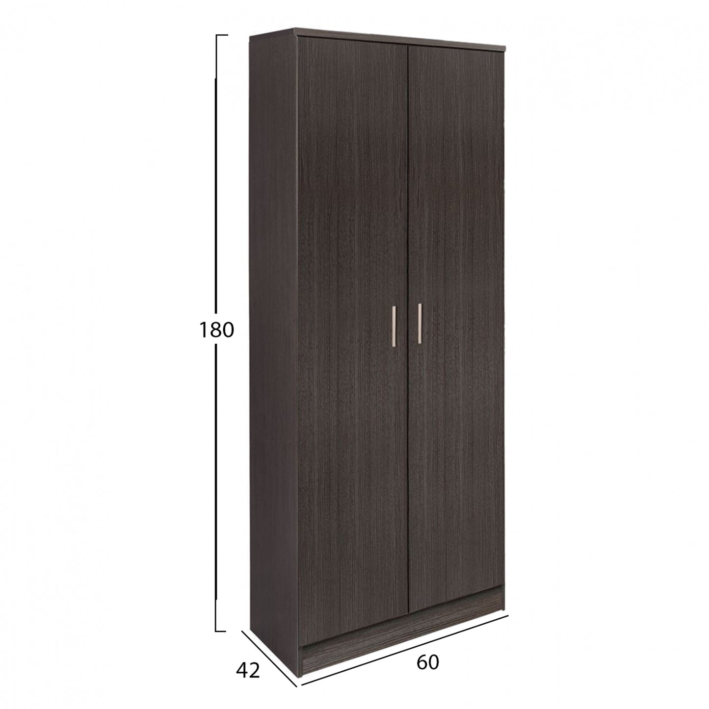 Двукрила Шкаф с Три Полици Зебрано 60x42x180