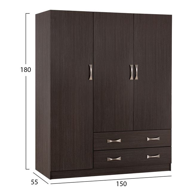 Шкаф с 3 врати 150x55x180cm и 2 чекмеджета Zebrano