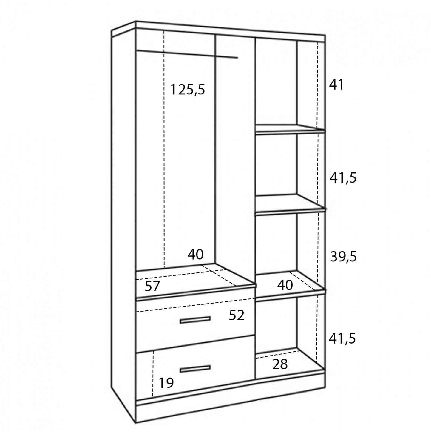 Шкаф с 3 Врати и 2 Шкафчета Sonama 89x42,5x181