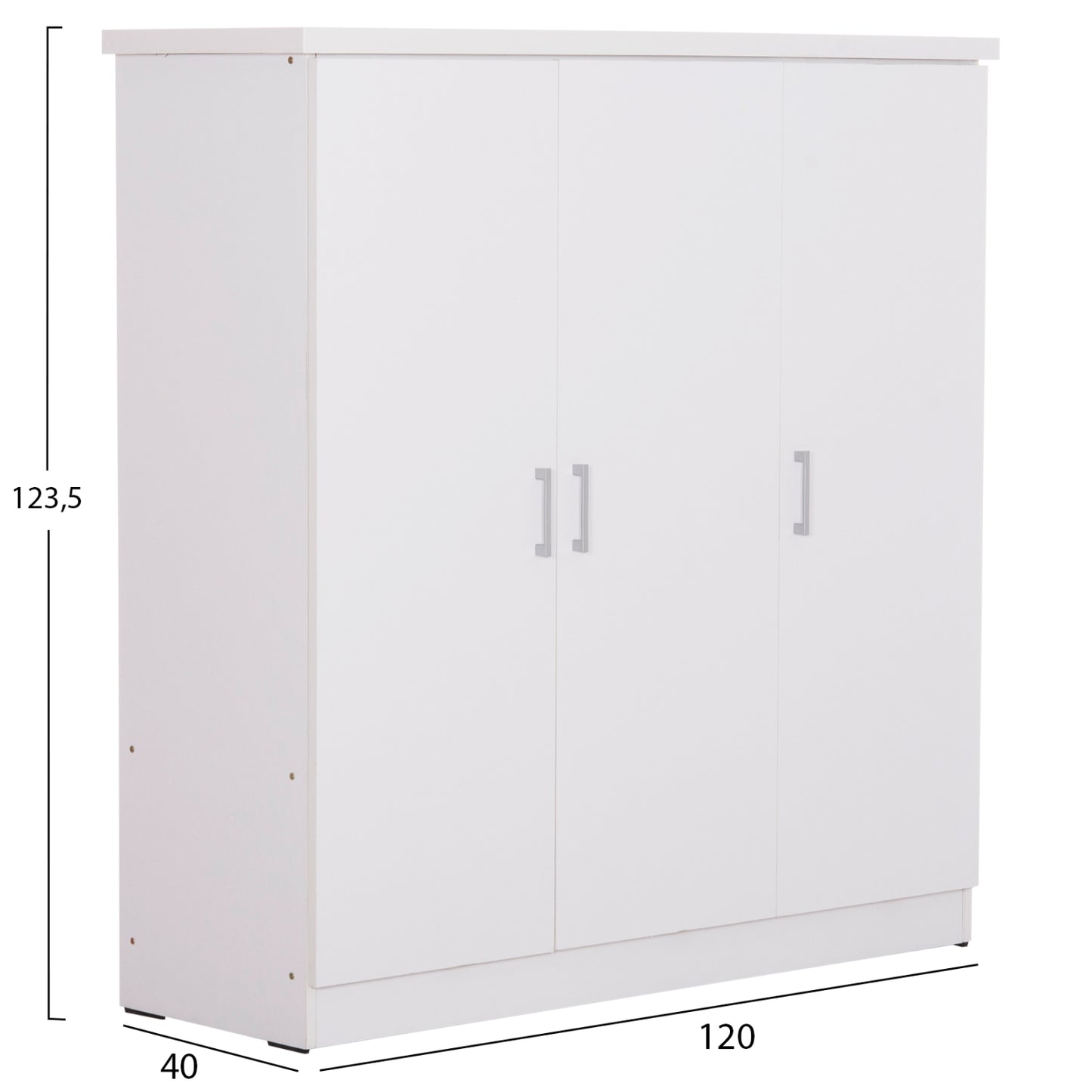 Тризъбен Гардероб с Рафтове FUENTO в Бяло 120-116x40x123.5Hcm