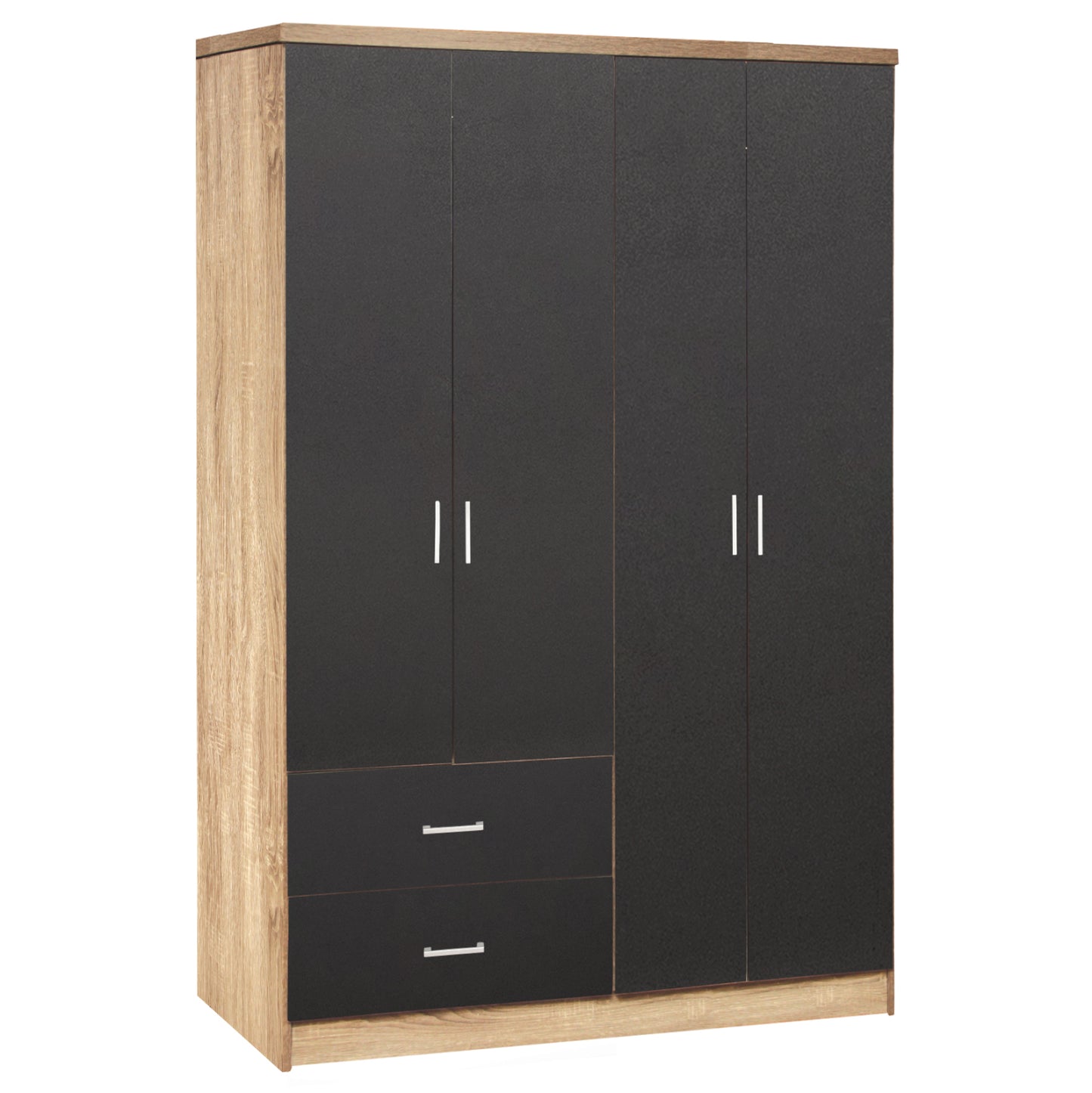 Wardrobe 4 Doors with 2 drawers HM339.04 Sonama-Grey 120x42x181cm image 1