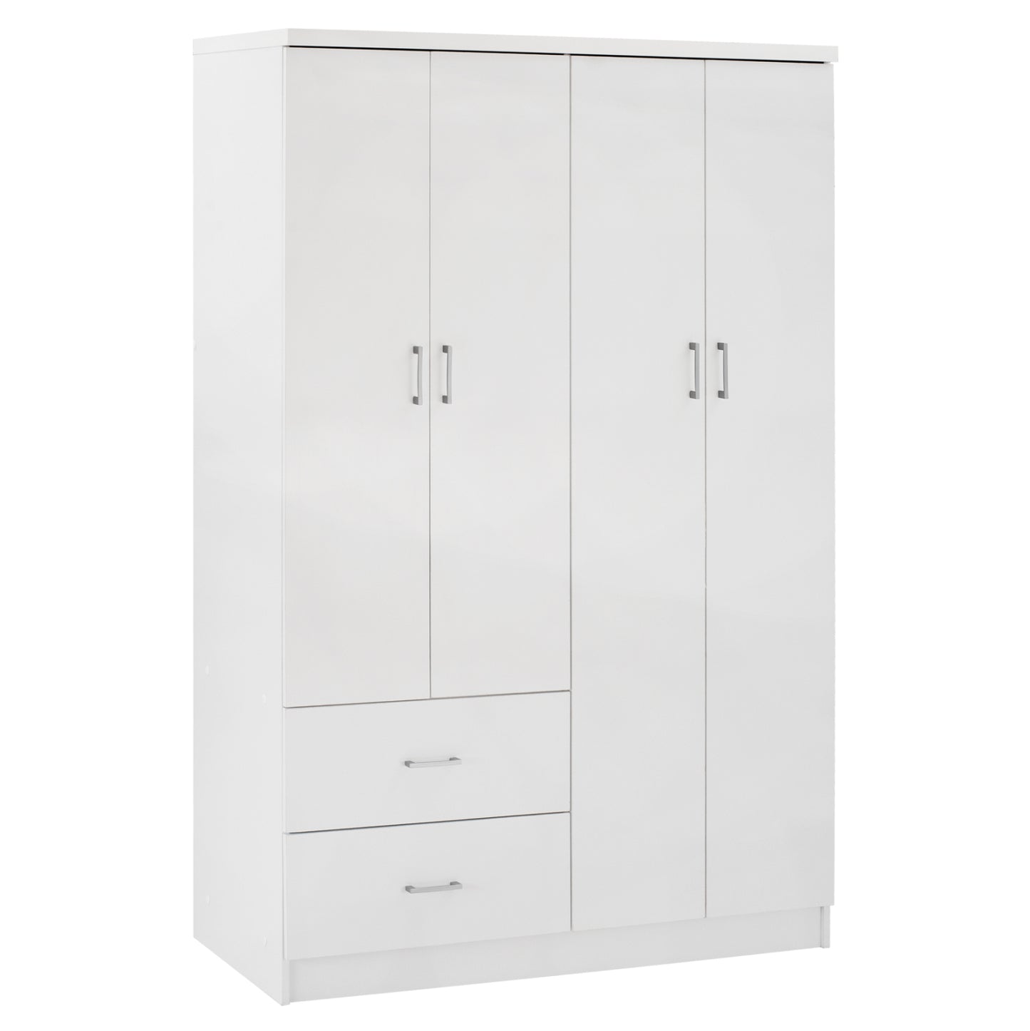 WARDROBE WITH 4 DOORS AND 2 DRAWERS HM339.05 WHITE 120Χ42,5Χ180,5 cm. image 1