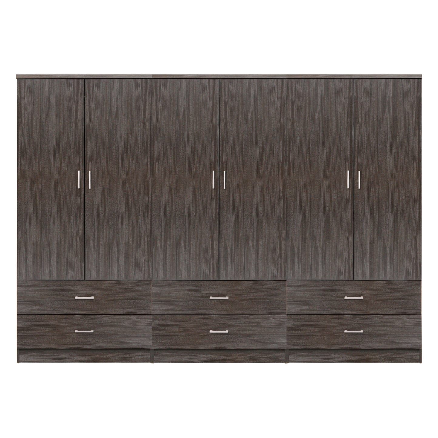 WARDROBE REINA 6-LEAF WITH 6 DRAWERS FB921060.01 MELAMINE IN ZEBRANO COLOR 240x42x181Hcm. image 1