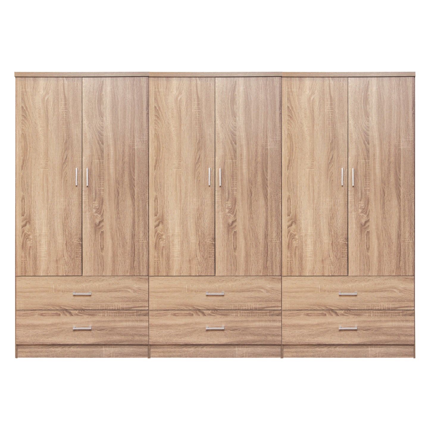 WARDROBE REINA 6-LEAF WITH 6 DRAWERS HM21060.02 MELAMINE IN SONAMA COLOR 240x42x181Hcm. image 1