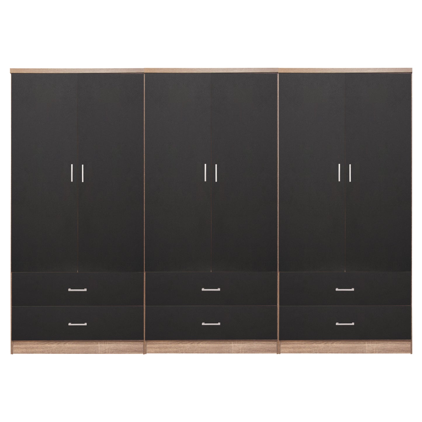 WARDROBE REINA 6-LEAF WITH 6 DRAWERS HM21060.03 MELAMINE IN GREY-SONAMA COLOR 240x42x181Hcm. image 1