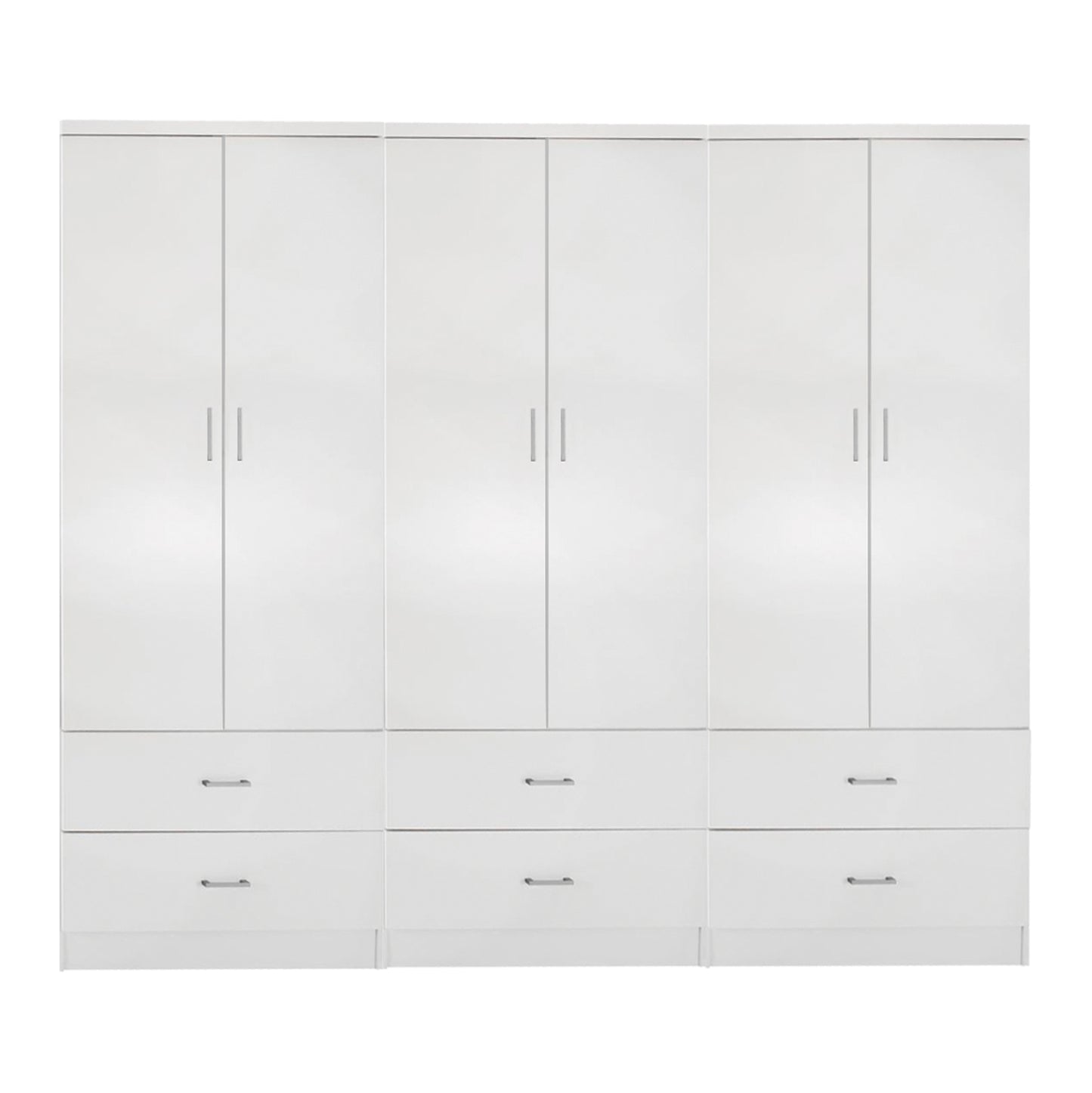 WARDROBE REINA 6-LEAF WITH 6 DRAWERS HM21060.05 MELAMINE IN WHITE COLOR 240x42x181Hcm. image 1