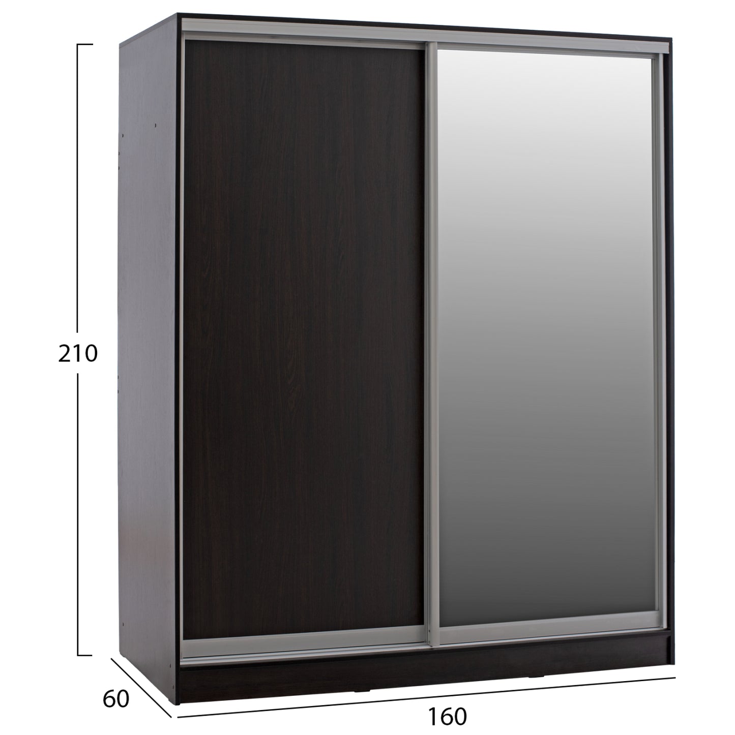 Шкаф 2-ка с Огледало и Плъзгащи Врати Wenge 160x60x210H