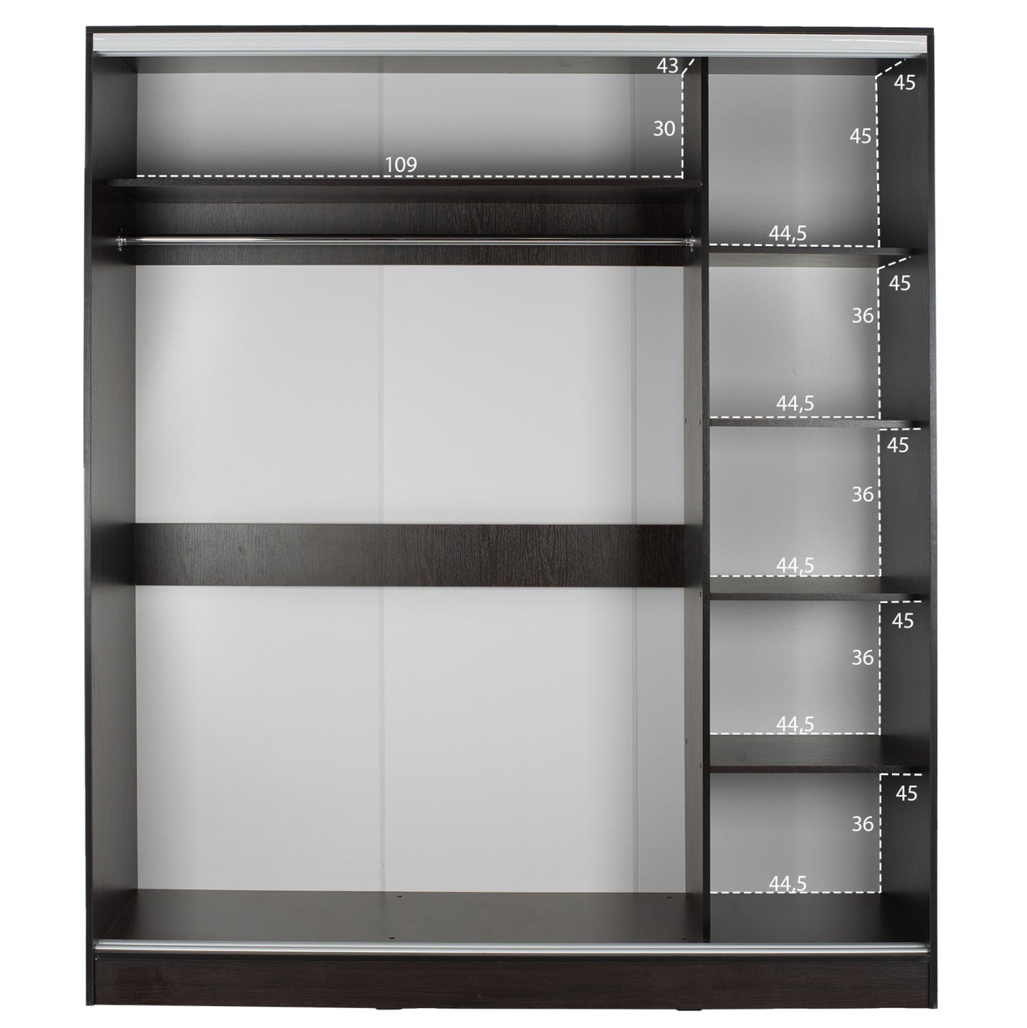 Шкаф 2-ка с Огледало и Плъзгащи Врати Wenge 160x60x210H
