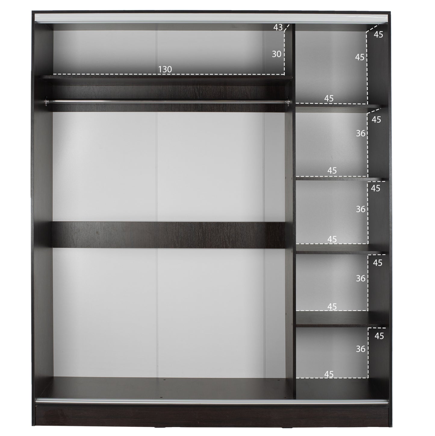 Шкаф 2-ка с Огледало и Плъзгащи Врати Wenge 160x60x210H