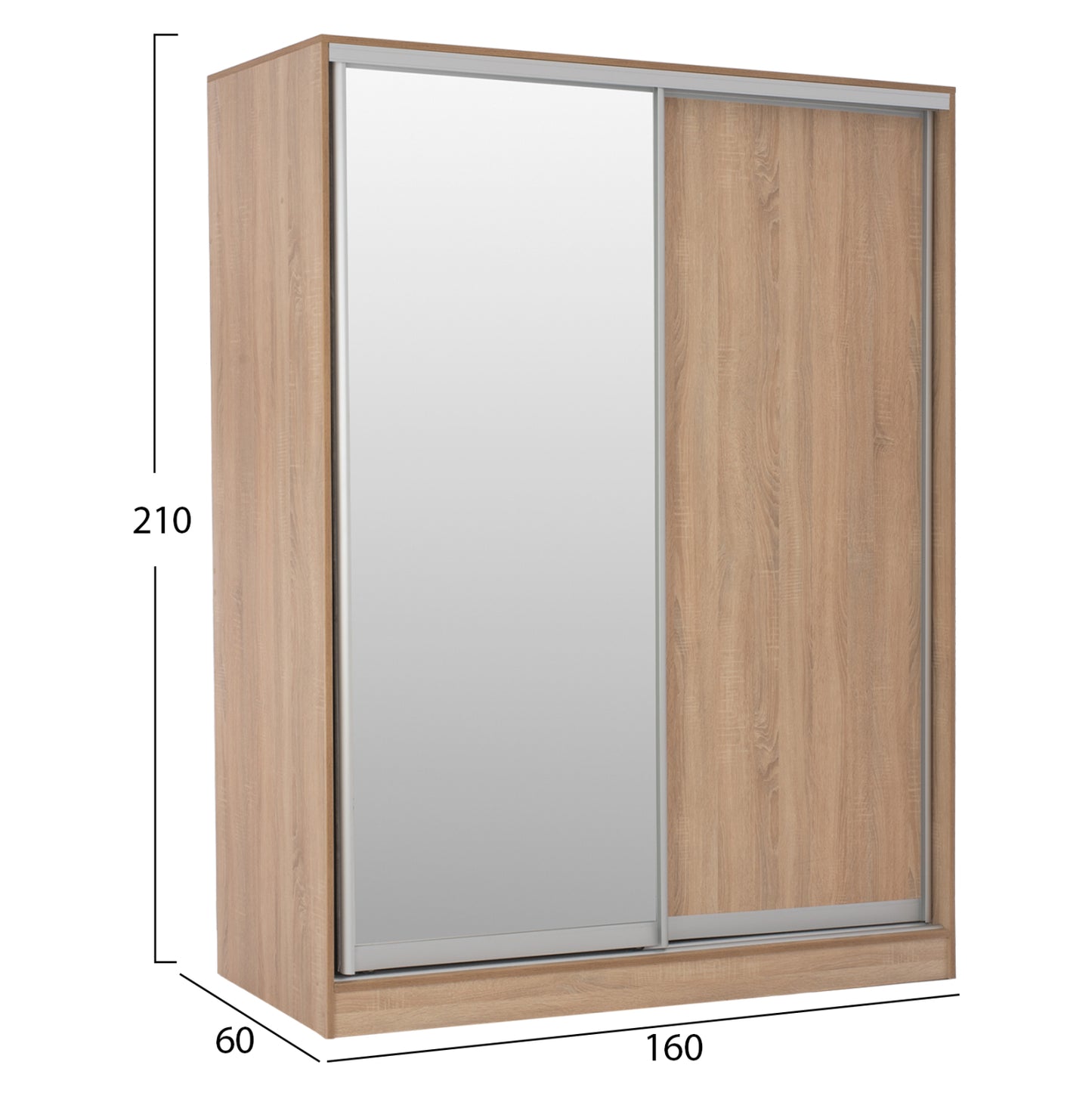 Шкаф с Плъзгащи Врати и Огледало Сонама 160x60x210 см