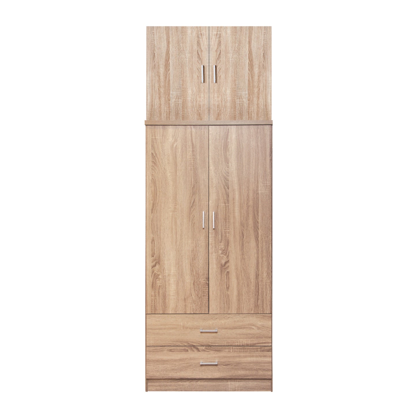 WARDROBE REINA HM21061.02 2-LEAF WITH UPPER CABINET & 2 DRAWERS-MELAMINE IN SONAMA 80x42x241Hcm. image 1