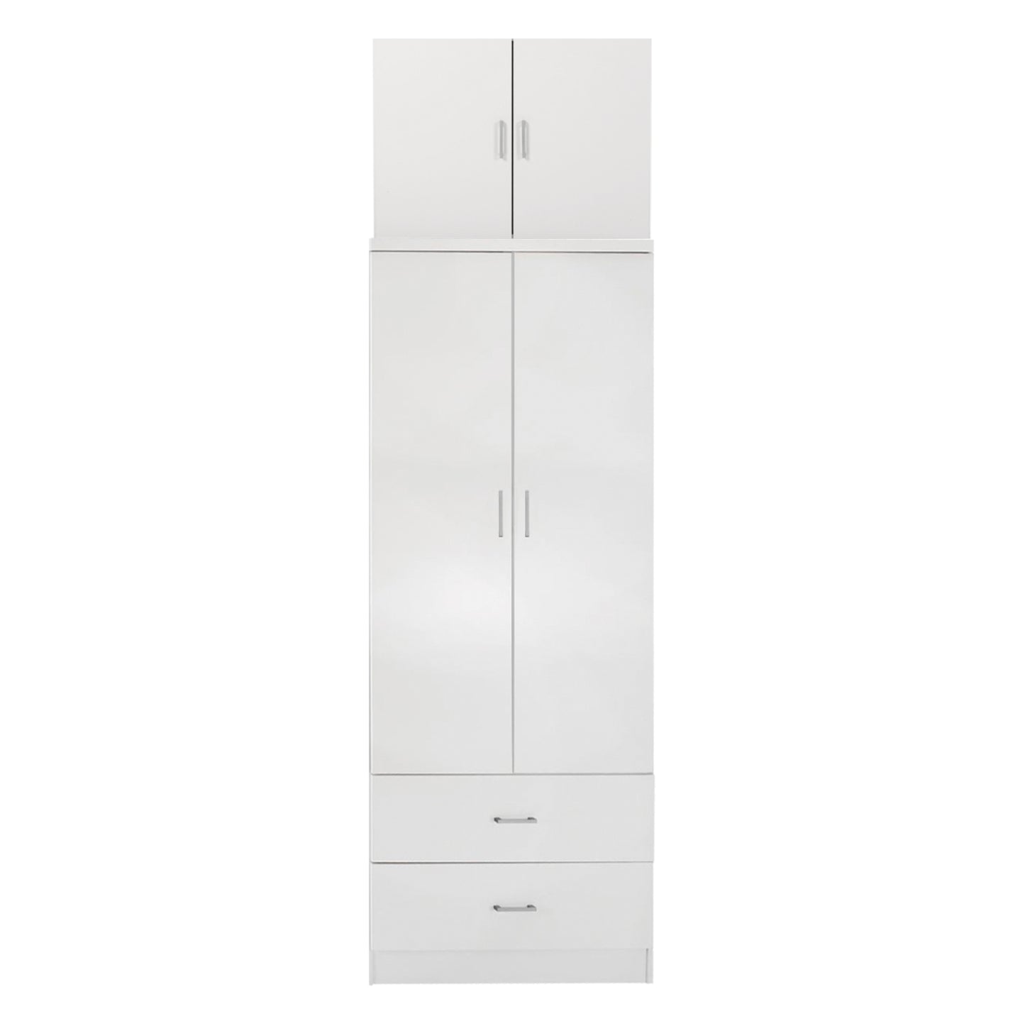 WARDROBE REINA HM21061.05 2-LEAF WITH UPPER CABINET & 2 DRAWERS-MELAMINE IN WHITE 80x42x241Hcm. image 1