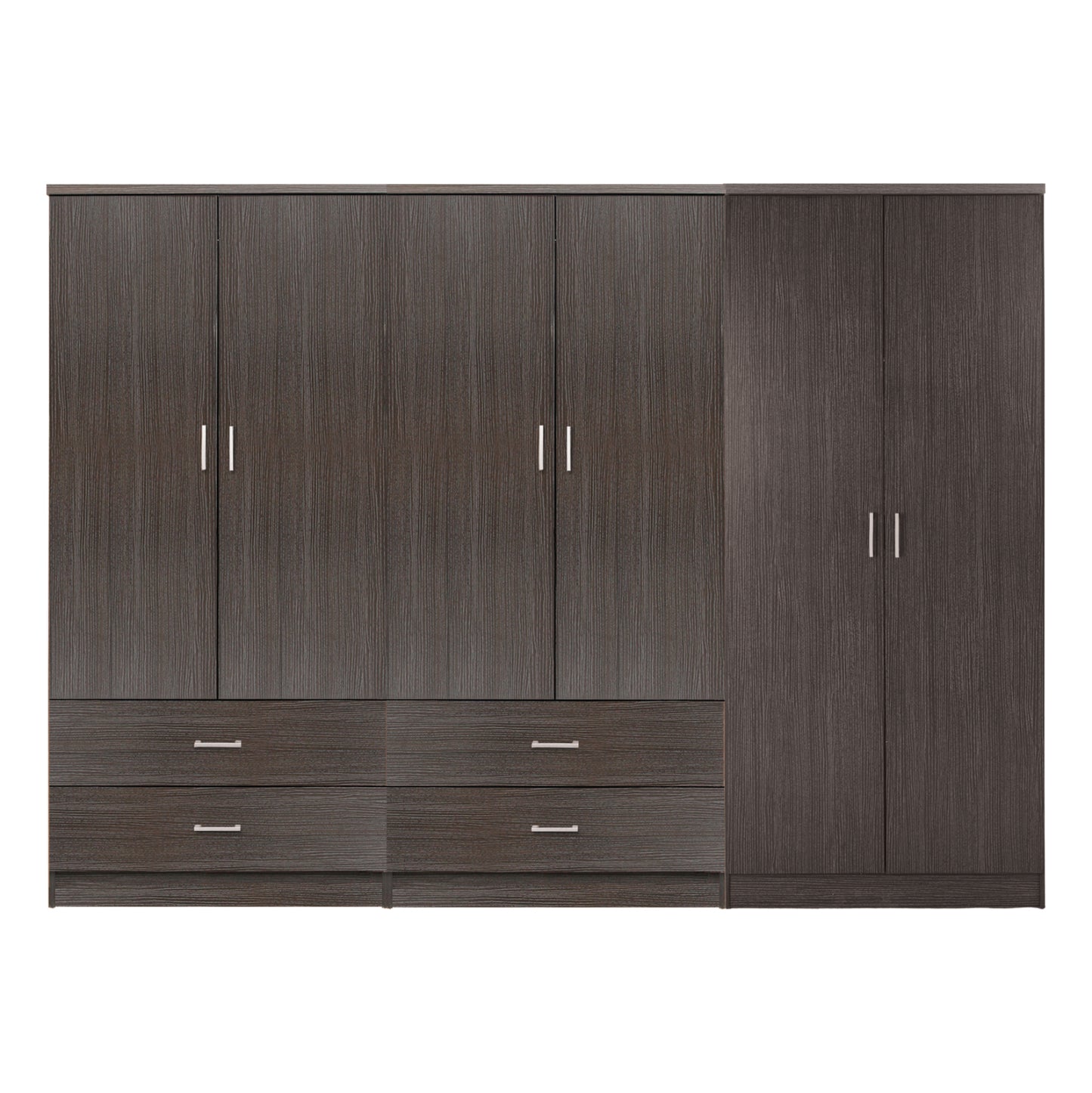WARDROBE REINA HM21062.01 6-LEAF WITH 4 DRAWERS-MELAMINE IN ZEBRANO COLOR 240x43x181Hcm. image 1