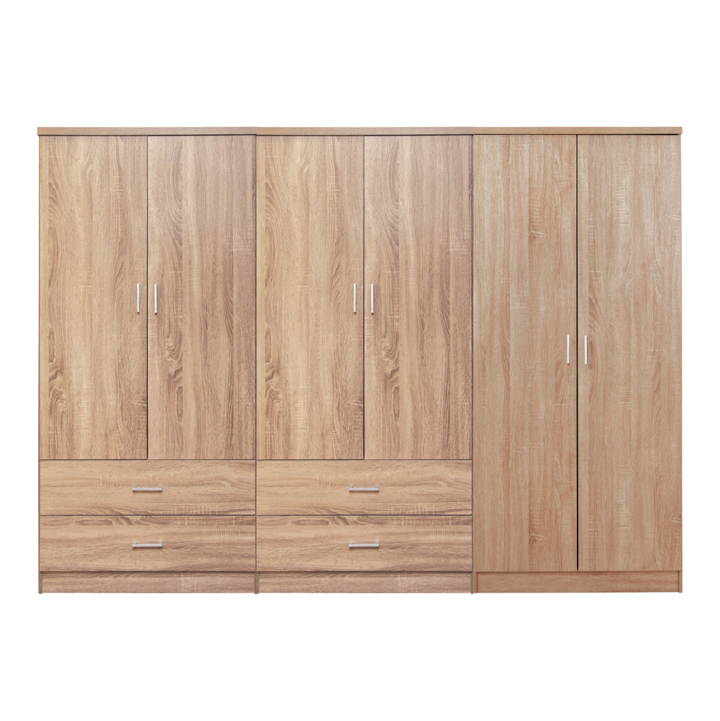 WARDROBE REINA HM21062.02 6-LEAF WITH 4 DRAWERS-MELAMINE IN SONAMA COLOR 240x43x181Hcm. image 1