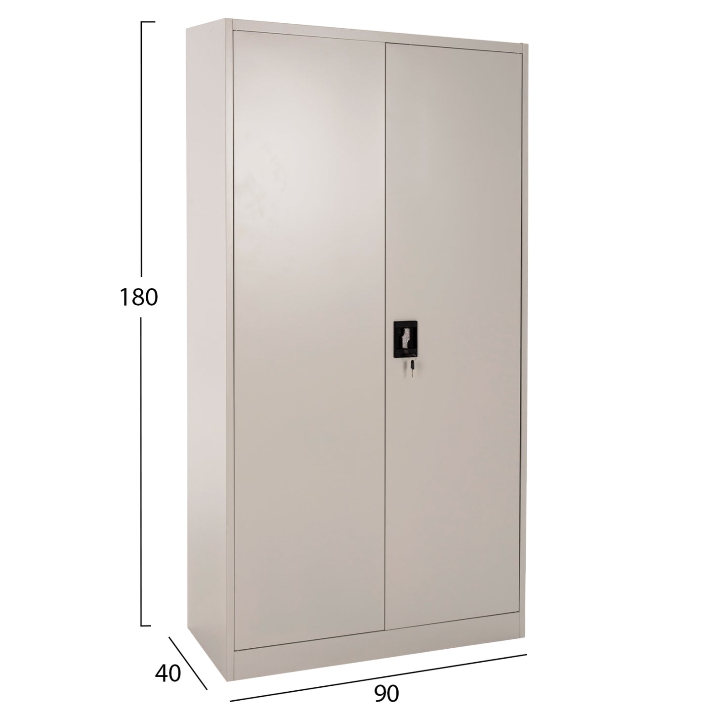 WARDROBE METALLIC HM5959.01 2-LEAF WITH 5 STORAGE SPACES LIGHT GREY 90Χ40Χ180Hcm.