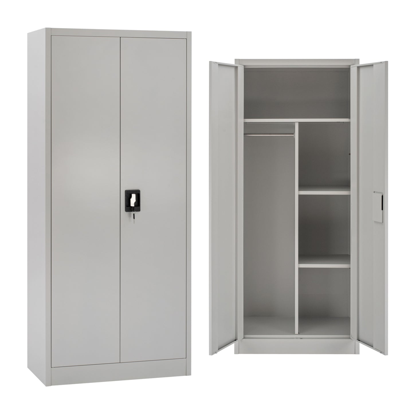 WARDROBE HM5961.01 METALLIC 2-LEAF LIGHT GREY 90Χ45Χ180Hcm. image 1
