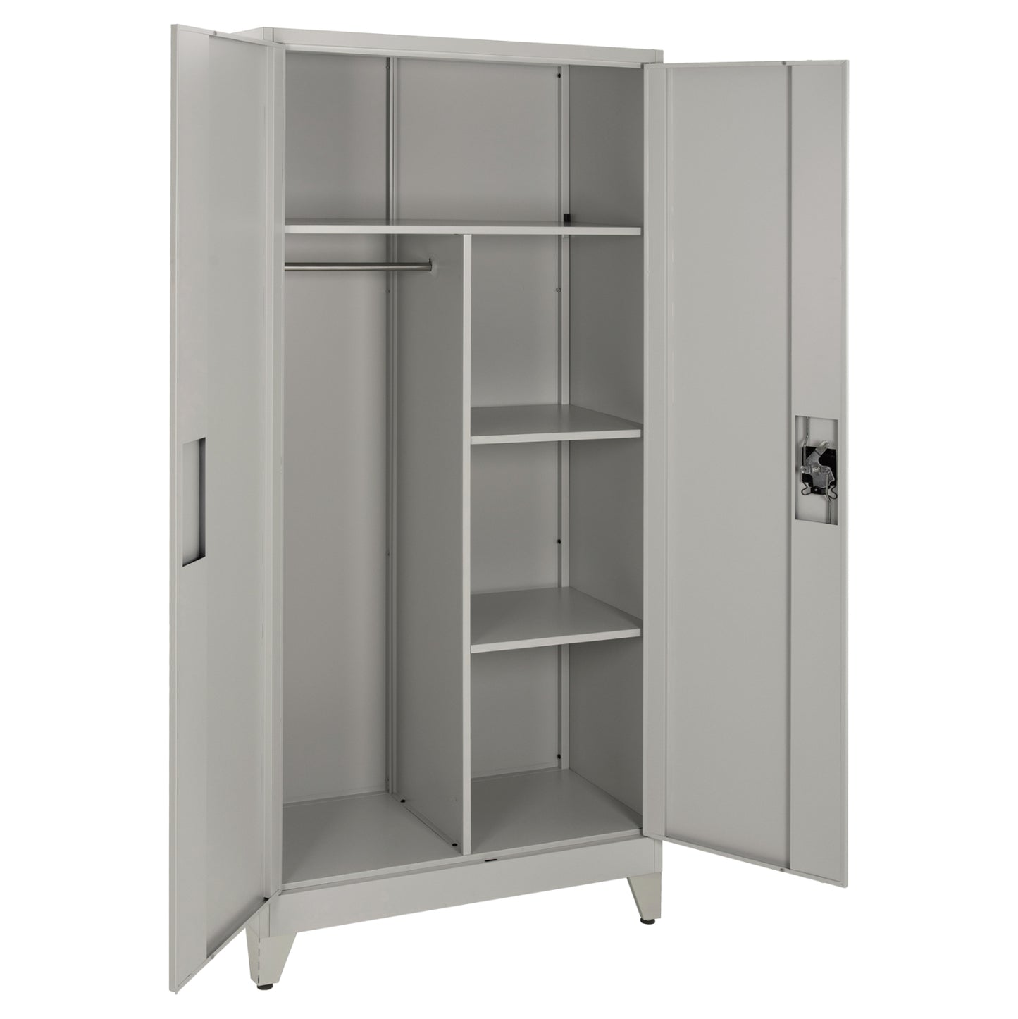 WARDROBE METALLIC WITH LEGS CLOD HM11981 2-LEAF WITH DIVIDER- LIGHT GREY 90Χ40Χ190Hcm.