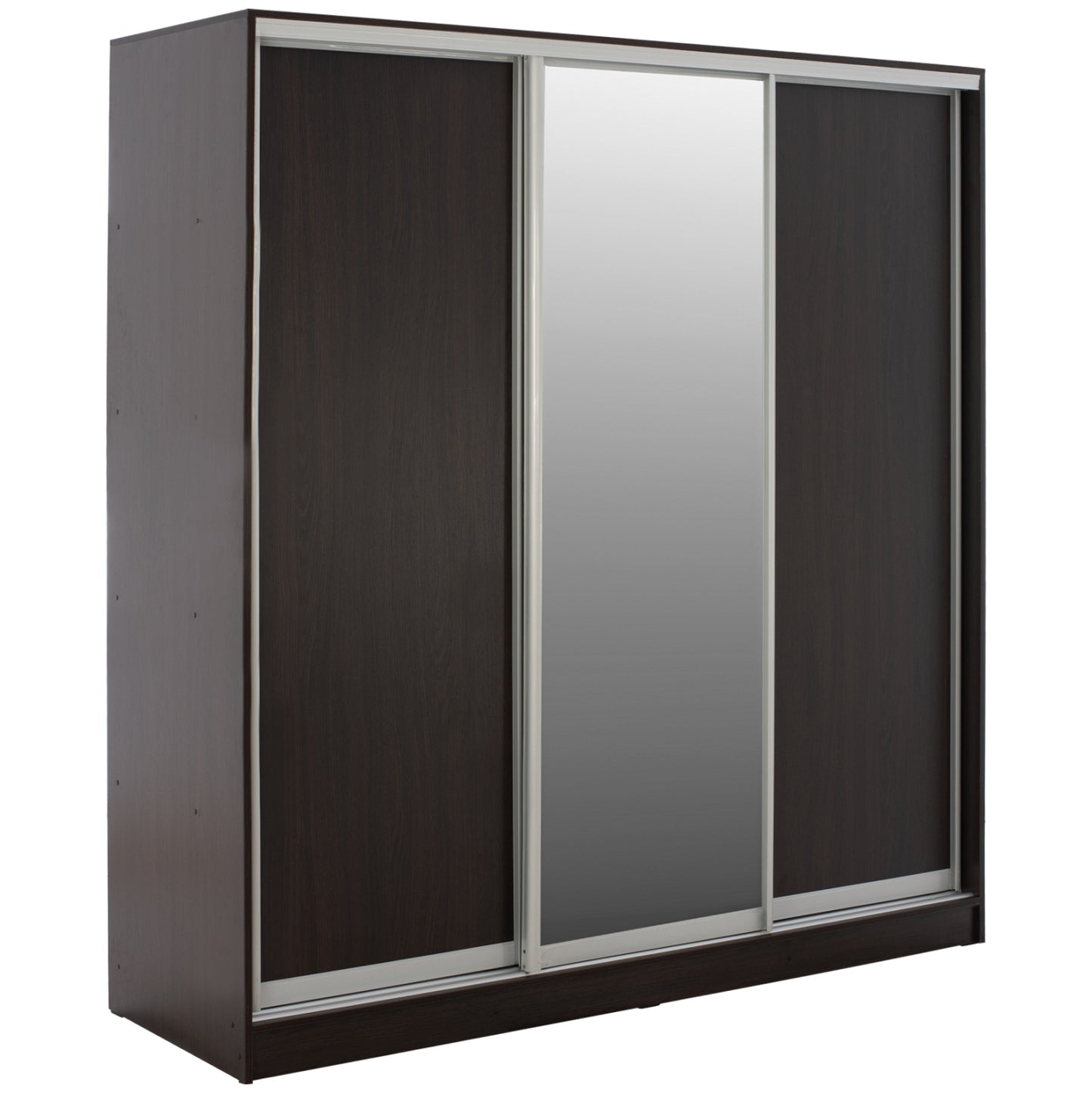 WARDROBE ADLER SLIDING MELAMINE WENGE WITH MIRROR 3-LEAF 240x60x240H HM2462.02 image 1