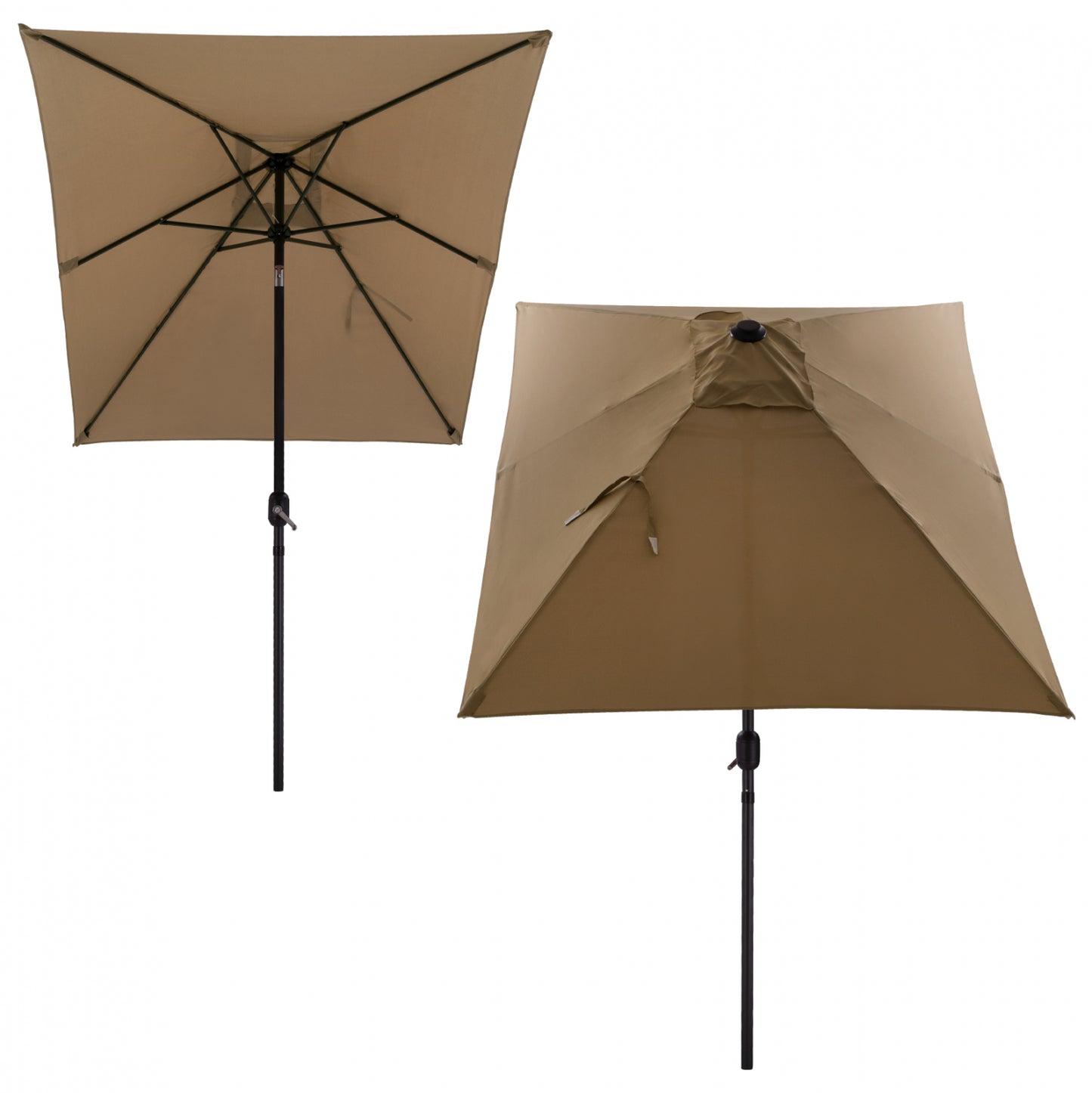 ALUMINUM UMBRELLA HM6029.02 RECTANGULAR TAUPE 262x170x253 cm.