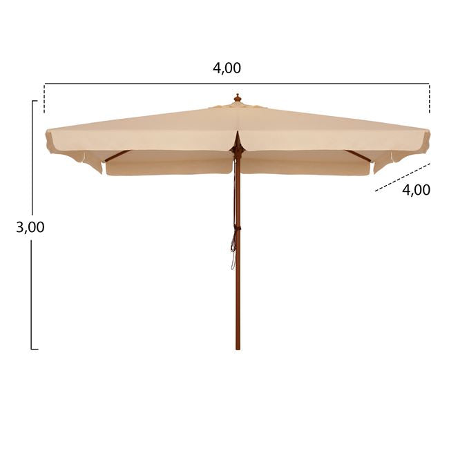 Professional umbrella 4x4m with wooden frame HM6023 Beige