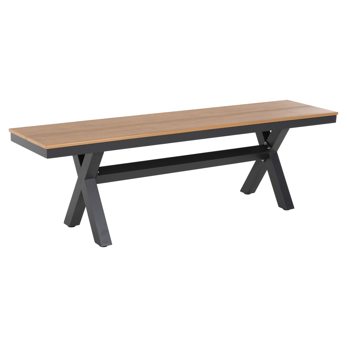 ALUMINUM BENCH TAWNEE HM6038.01 ANTHRACITE WITH POLYWOOD SEAT IN NATURAL WOOD COLOR 150x36x45Hcm. image 1