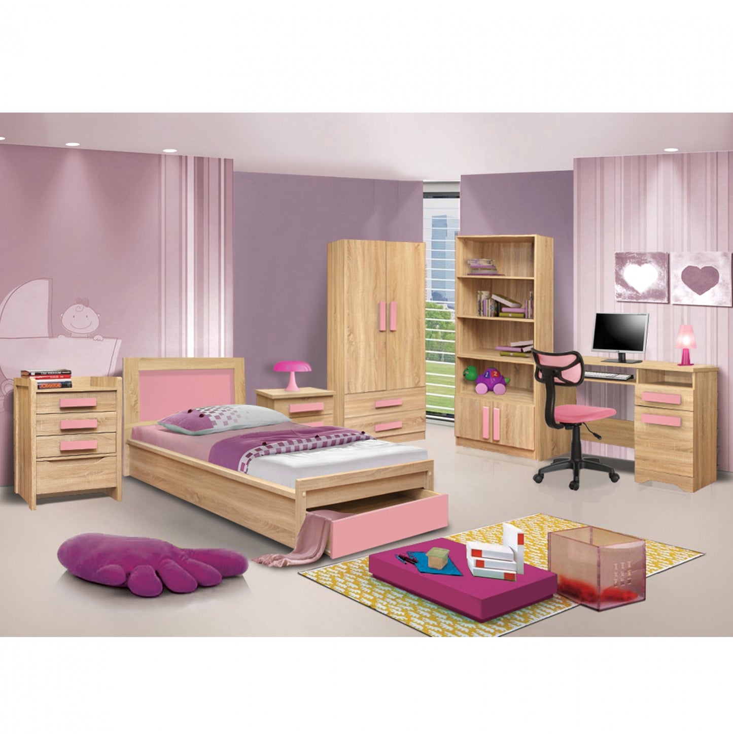 Kids room playroom Sonama-pink 48X40X39.2 cm image 1