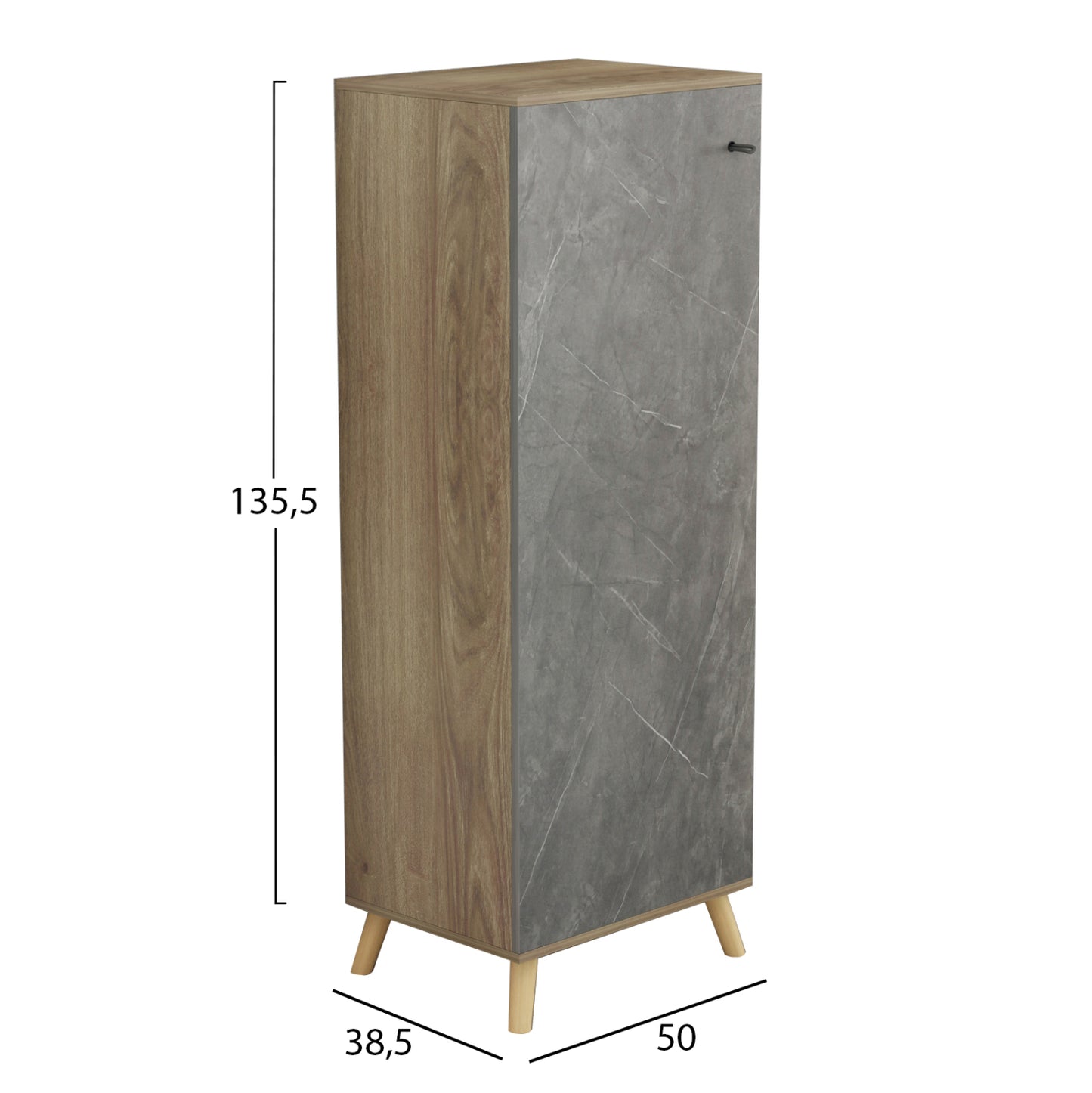 SHOE CABINET ALVARO HM8954.14 MELAMINE IN SONAMA-STONE TEXTURE 50Χ38Χ135Hcm.