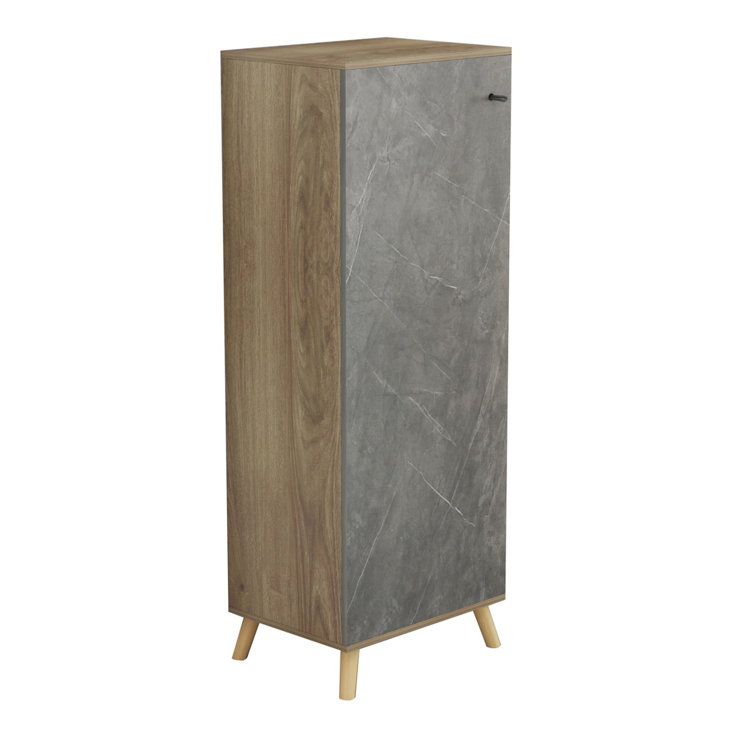 SHOE CABINET ALVARO HM8954.14 MELAMINE IN SONAMA-STONE TEXTURE 50Χ38Χ135Hcm. image 1