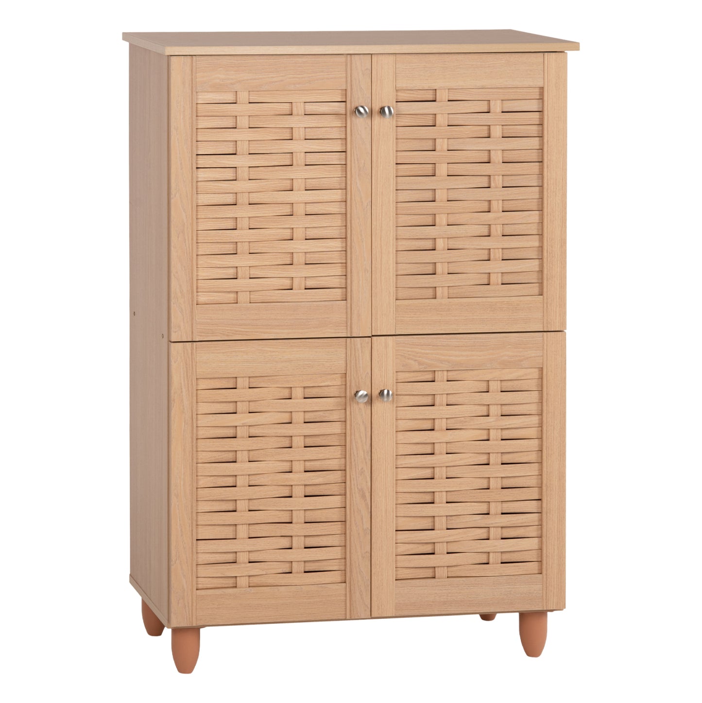 SHOE CABINET KABIRA HM2210.09 4-DOOR MELAMINE IN OAK COLOR 77x34x115Hcm. image 1