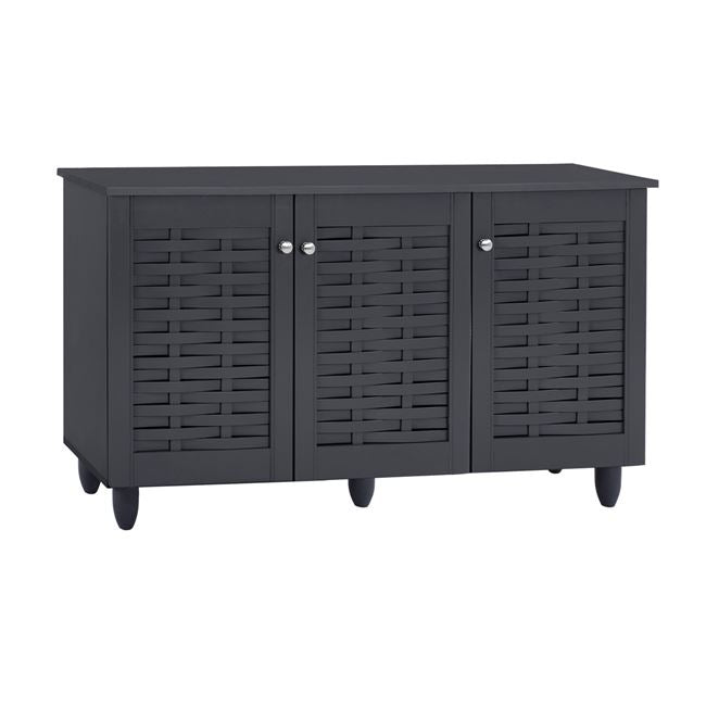 Shoe Cabinet Wooden 3 Doors HM2211.10 Grey 114x34x68 image 1