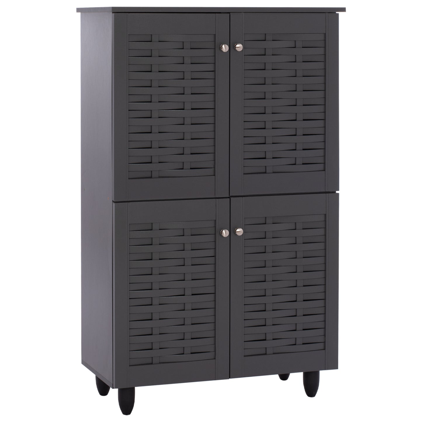 SHOE CABINET KABIRA HM2210.10 4-DOOR MELAMINE IN DARK GREY COLOR 77x34x123Hcm. image 1