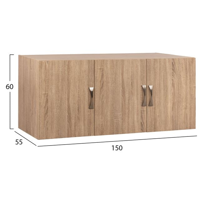 Лофт гардероб с 3 врати Карли в цвят Сонома 150x55x60