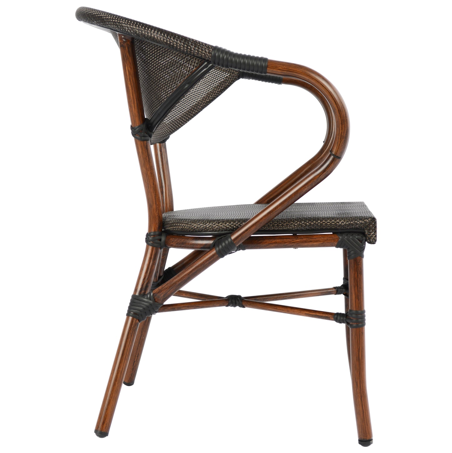 Armchair Aluminum Bamboo Look Brown with textline HM5025 60,5x59x81 cm