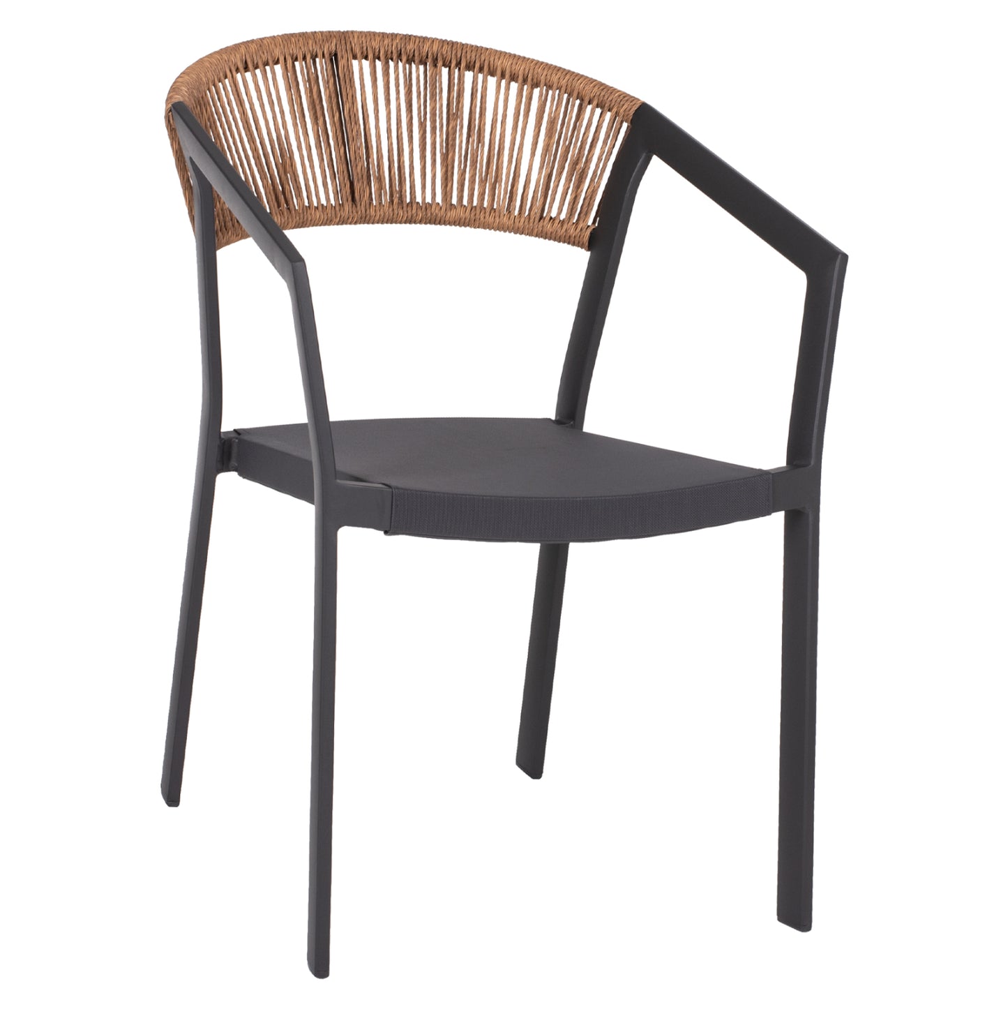 ARMCHAIR ALUMINUM HM5891.01 ANTHRACITE FRAME AND TEXTLINE- BEIGE RATTAN BACKREST 56,5x58x79Hcm. image 1