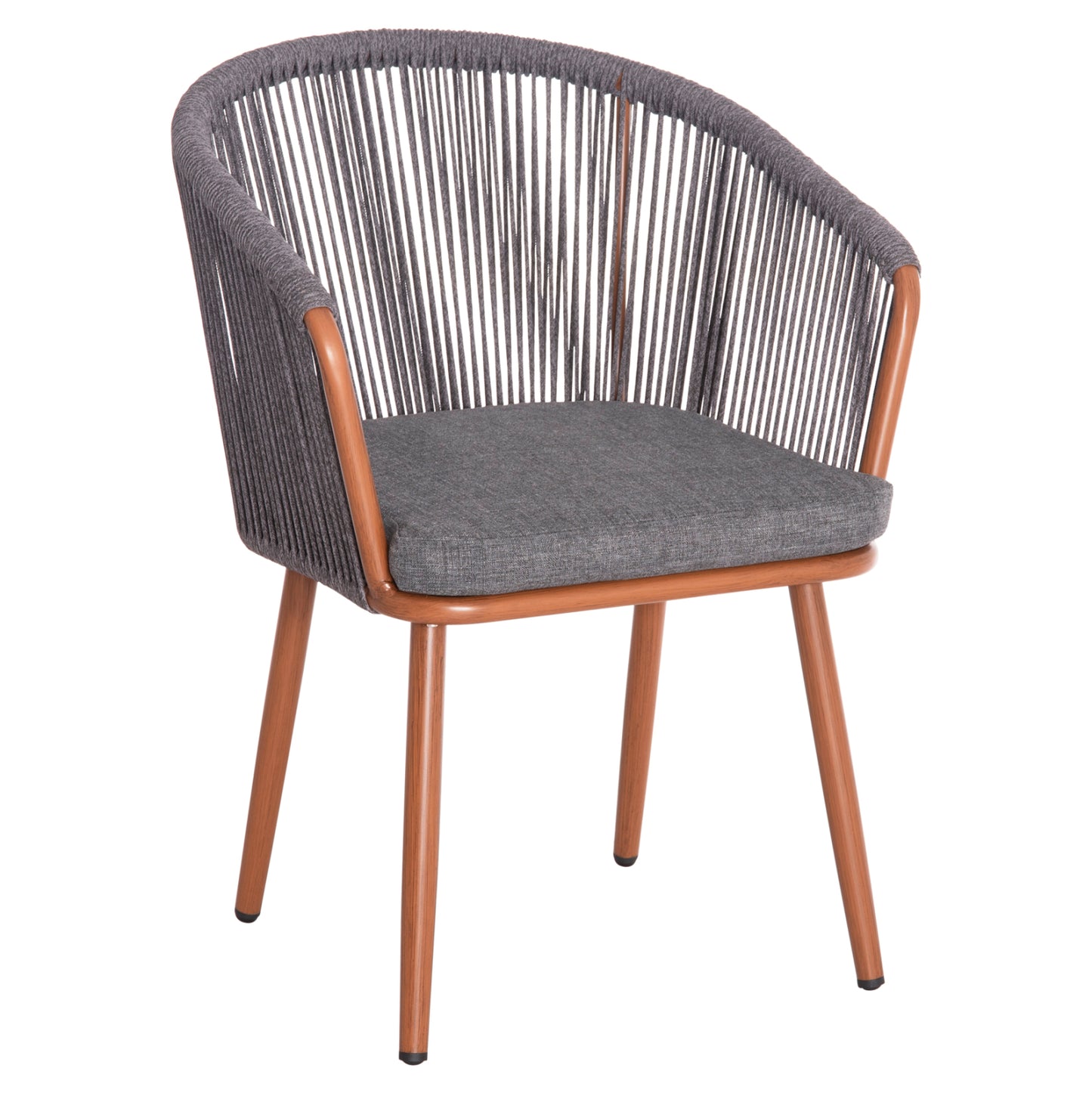 DINING CHAIR HARRIET HM5548.11 ALUMINUM BROWN FRAME-GREY P.E.ROPE 60x62x80,5Hcm. image 1