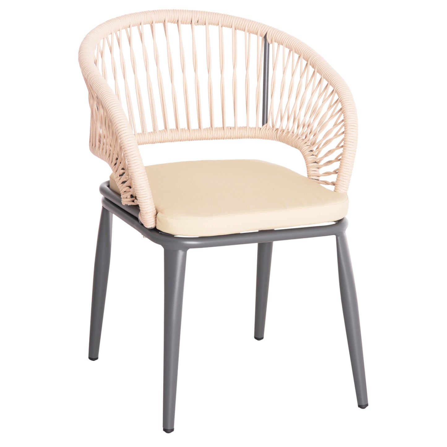 ALUMINUM ARMCHAIR MAGNET HM6287.01 DRAK GREY FRAME-P.E.ROPE IN CREAM WHITE 59x61x81.5Hcm. image 1