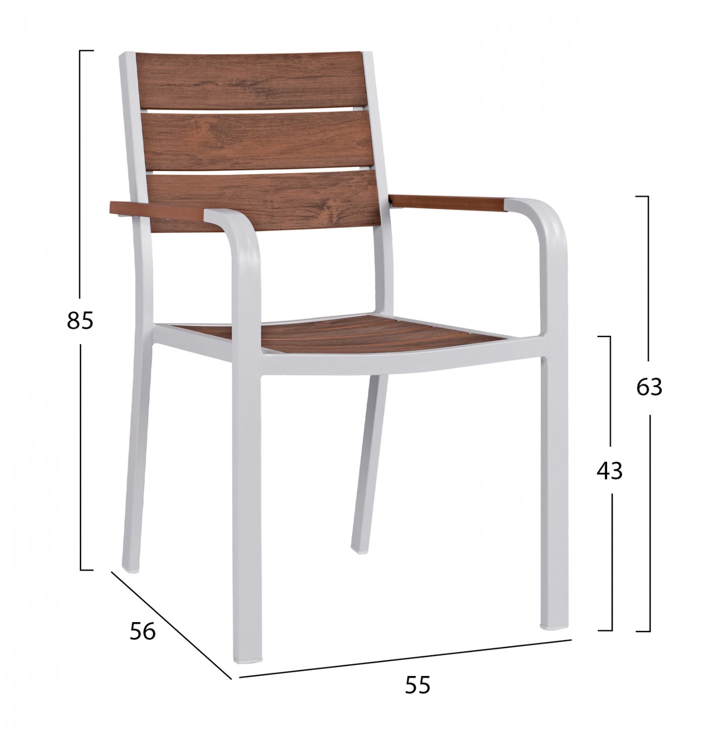 Aluminum Armchair White & Polywood HM5127.01 55x56x85 cm