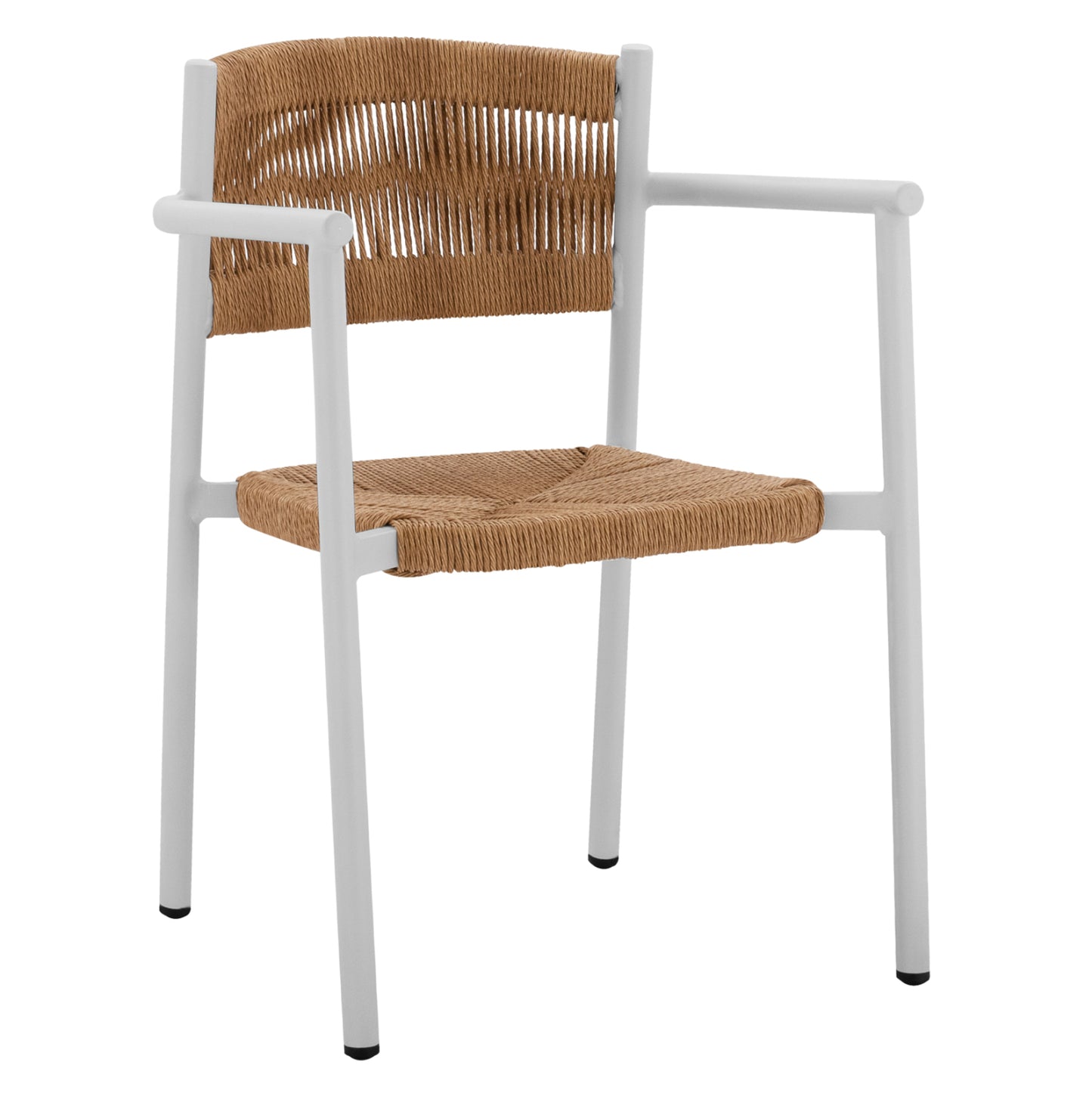 WHITE ALUMINUM ARMCHAIR WITH BEIGE PE ROPE HM5786.01 55,5x50x77,5 cm. image 1