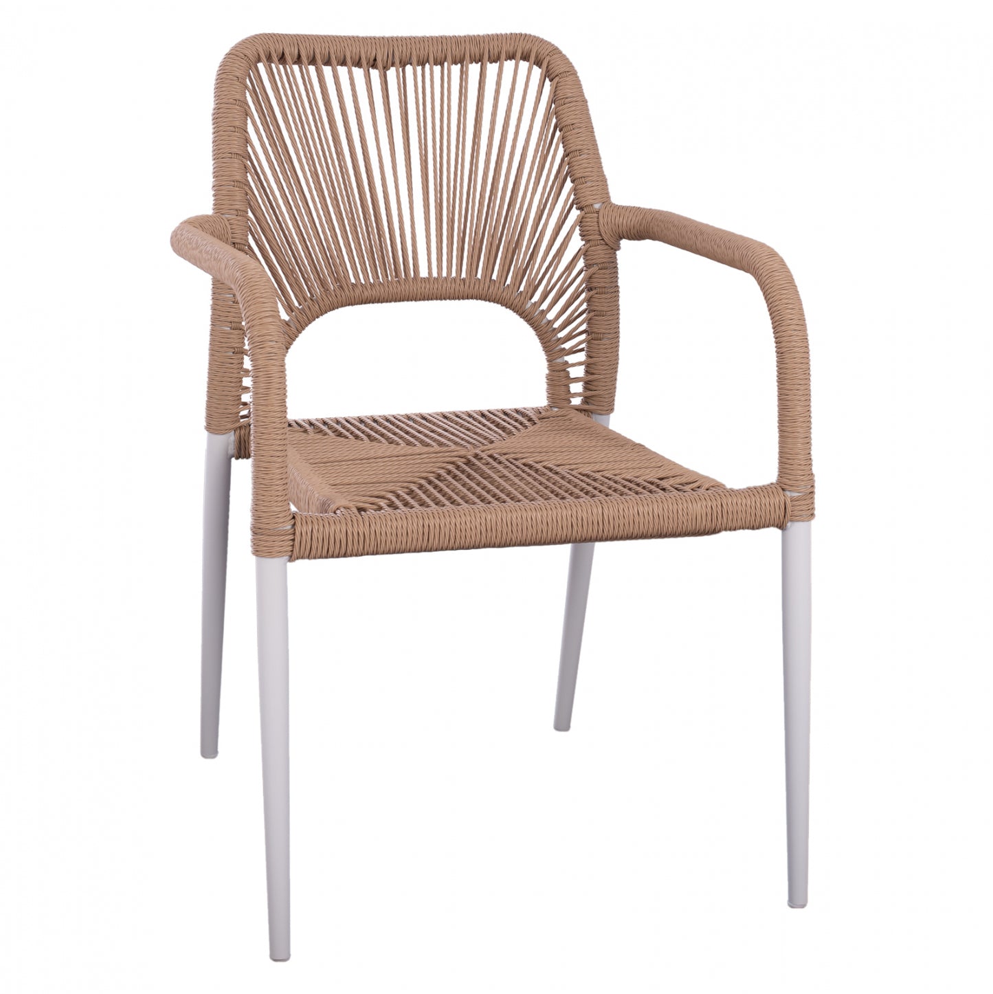 WHITE ALUMINUM ARMCHAIR WITH BEIGE PE ROPE HM5771.01 55Χ63Χ82 cm. image 1