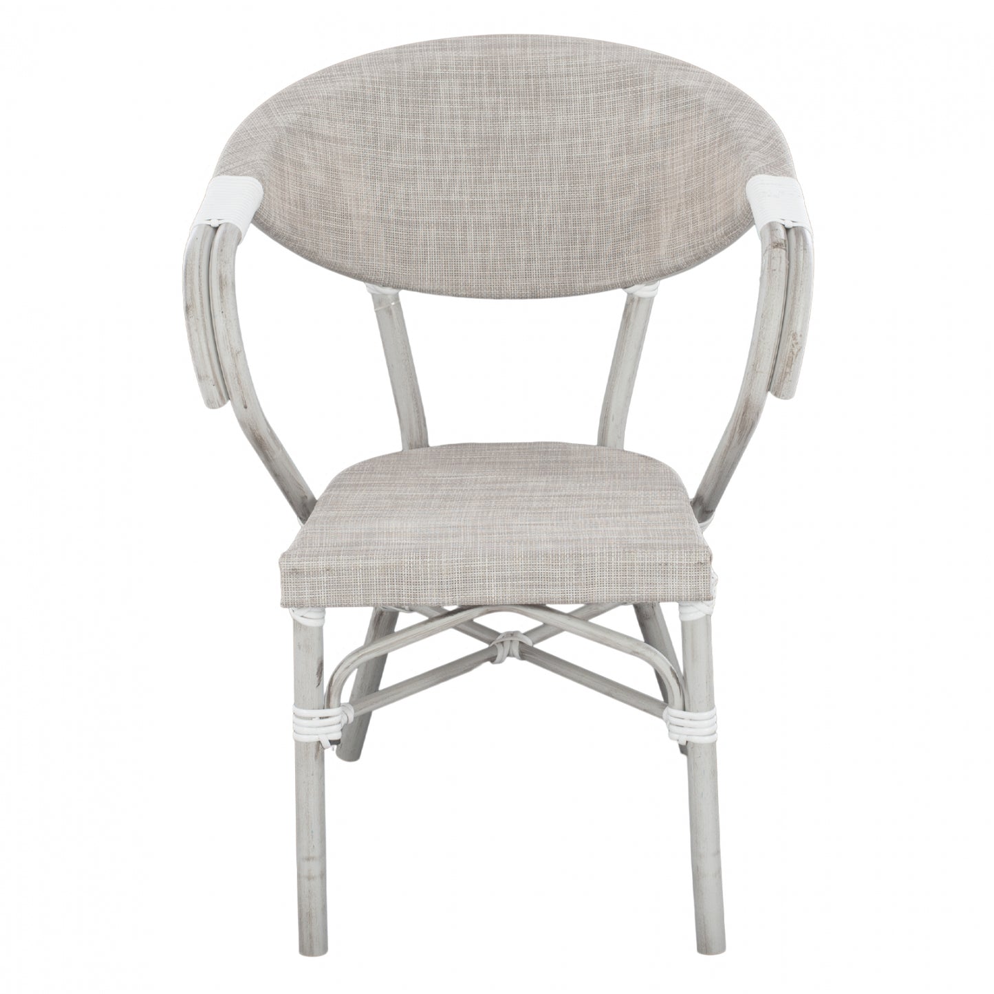 Armchair aluminum Bamboo Look Grey Patina with textline HM5108 57x57x83cm