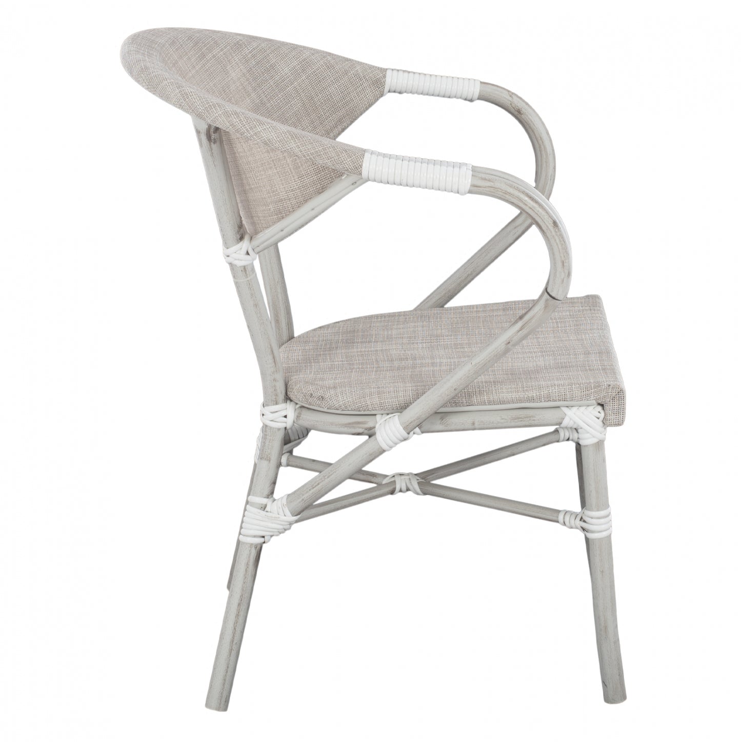 Armchair aluminum Bamboo Look Grey Patina with textline HM5108 57x57x83cm