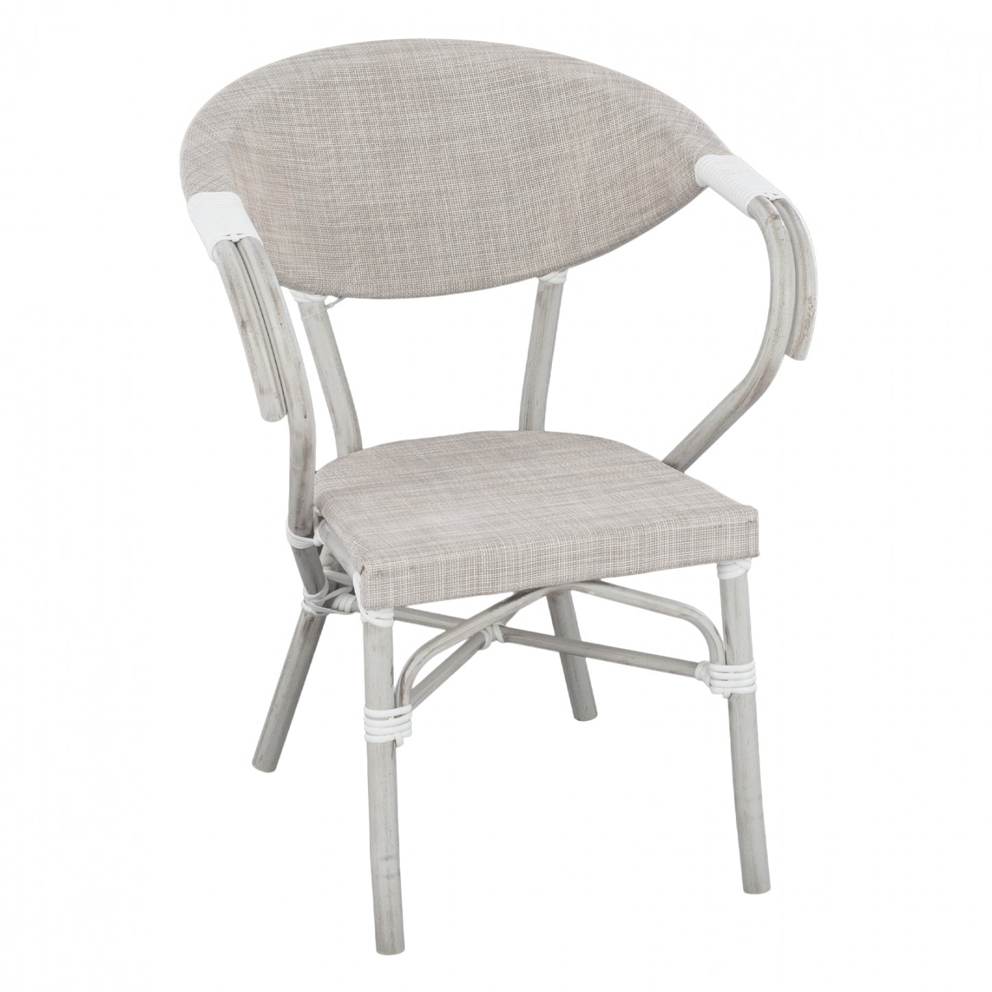 Armchair aluminum Bamboo Look Grey Patina with textline HM5108 57x57x83cm image 1