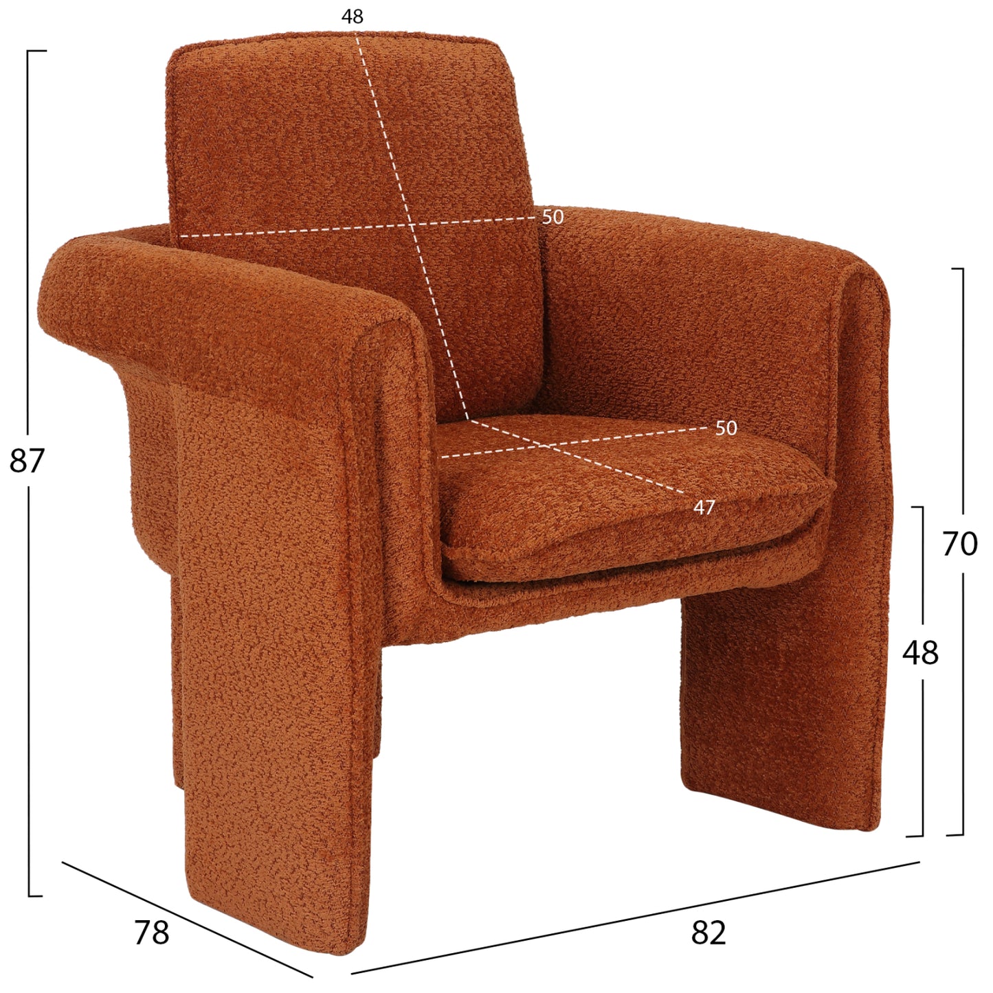 Модерно Оранжево Кресло с Метална Рамка 82x78x87Hcm