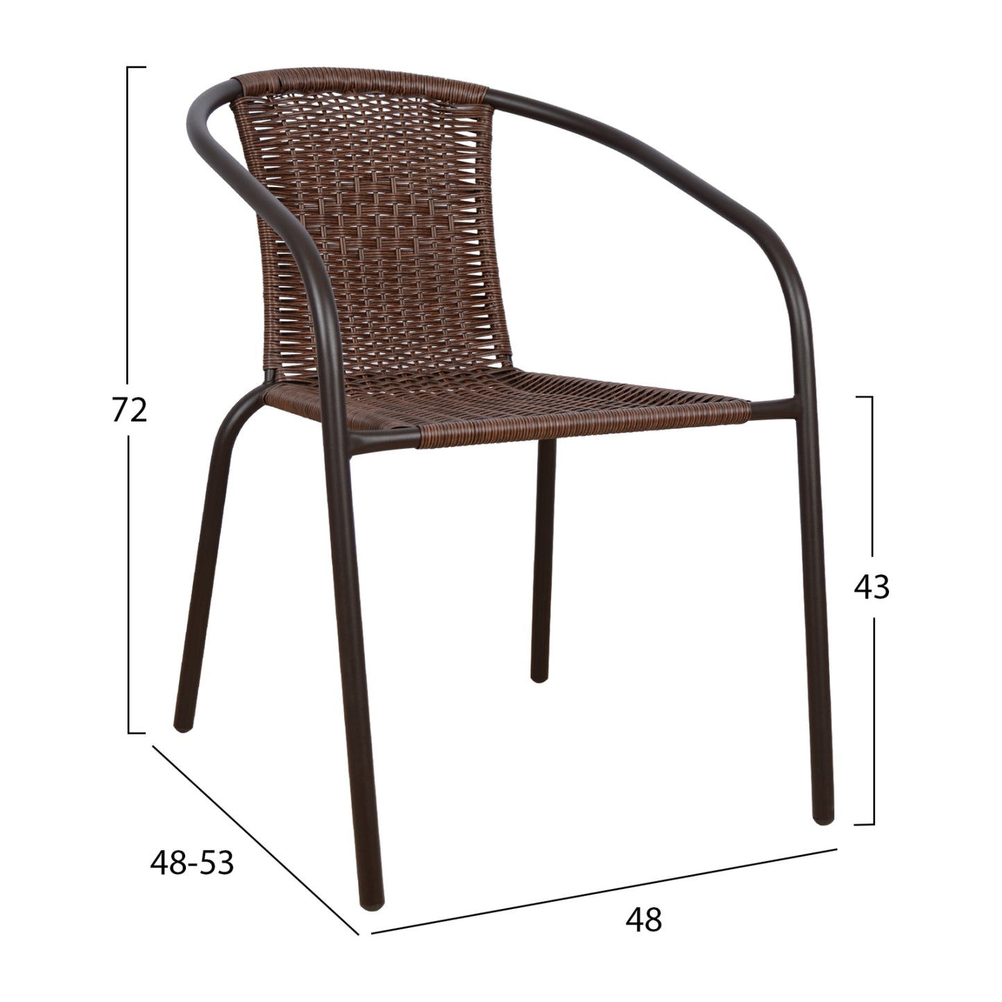 Armchair Camel HM5015.02 Brown metallic with wicker 48x48-53x72 cm