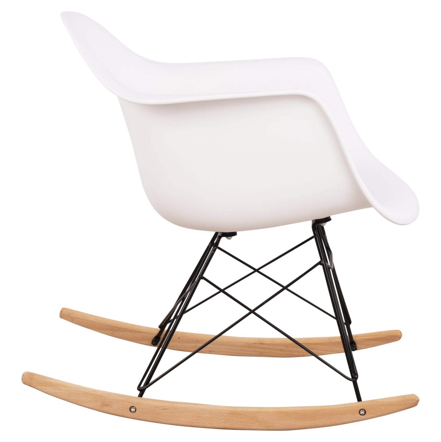 Х rocking chair с бяла седалка и черна рамка 61x71x64 cm