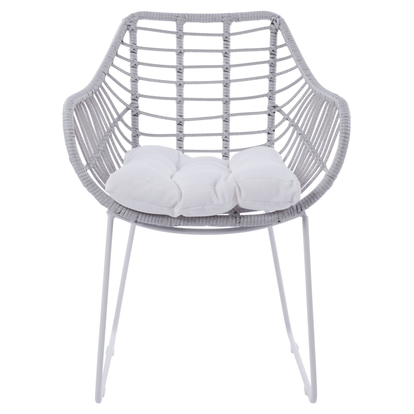Metallic Armchair White matte & Grey Wicker HM5300.02