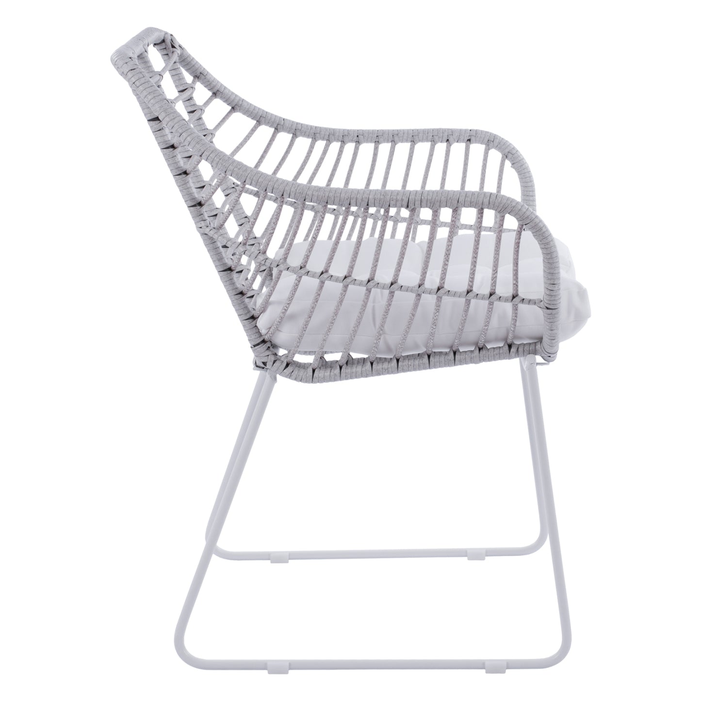 Metallic Armchair White matte & Grey Wicker HM5300.02